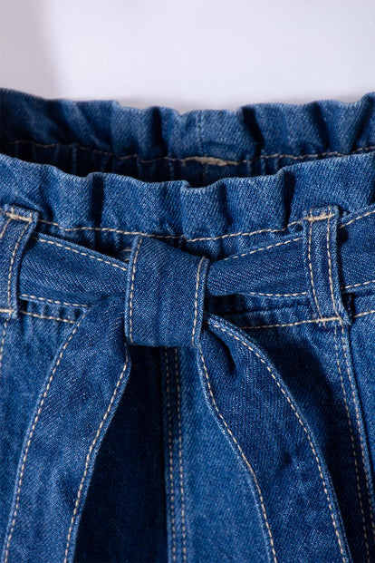 SHORT DE LITTLEMIC CON RESORTE AZUL PARA NIÑA 2T A 6T