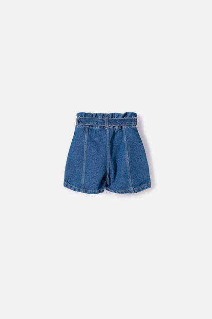 SHORT DE LITTLEMIC CON RESORTE AZUL PARA NIÑA 2T A 6T