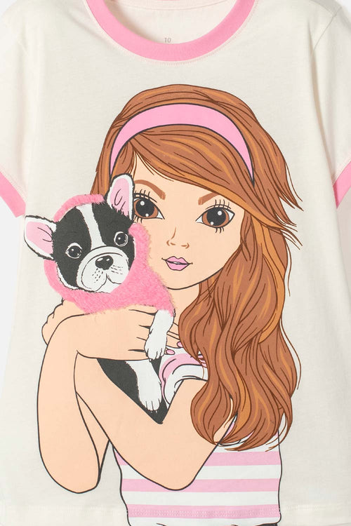 CAMISETA DE MIC MANGA CORTA MULTICOLOR PARA NIÑA