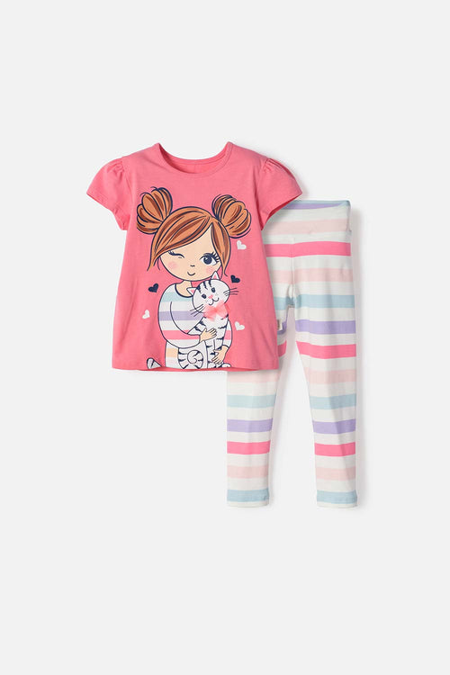 CONJUNTO DE LITTLEMIC CON LEGGINS MULTICOLOR PARA NIÑA 2T A 6T