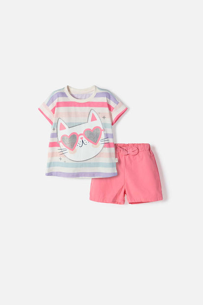 CONJUNTO DE LITTLEMIC CON SHORT MULTICOLOR PARA NIÑA 2T A 6T