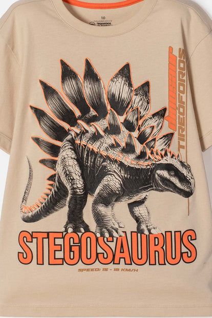 CAMISETA DE MIC MANGA CORTA CAQUI PARA NIÑO