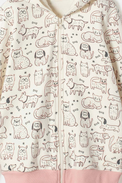 BUZO DE MIC CON CAPUCHA MARFIL PARA NIÑA