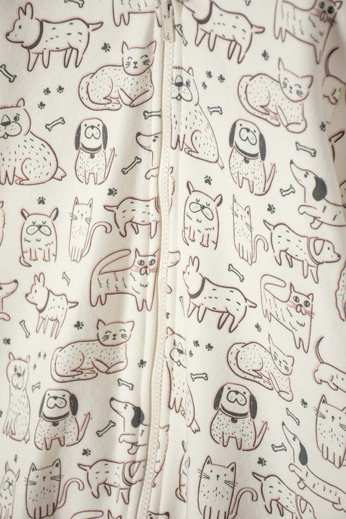 BUZO DE MIC CON CAPUCHA MARFIL PARA NIÑA