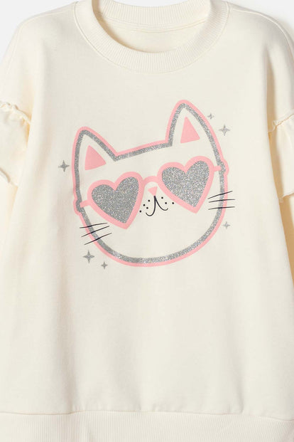 BUZO DE MIC CON BOLEROS CREMA PARA NIÑA