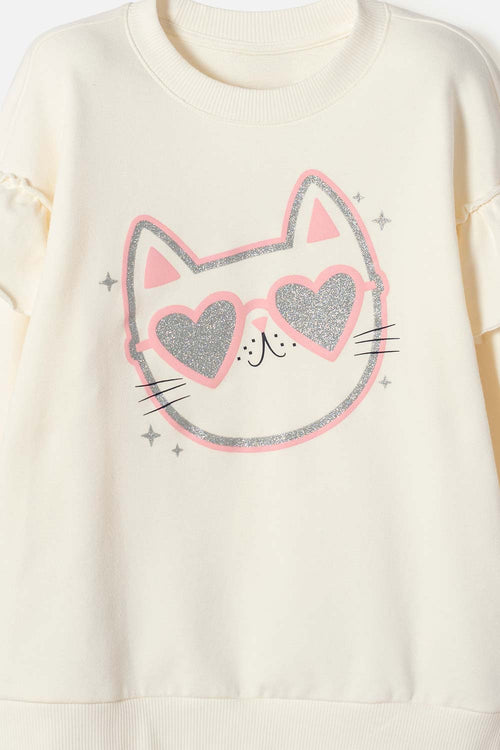 BUZO DE MIC CON BOLEROS CREMA PARA NIÑA