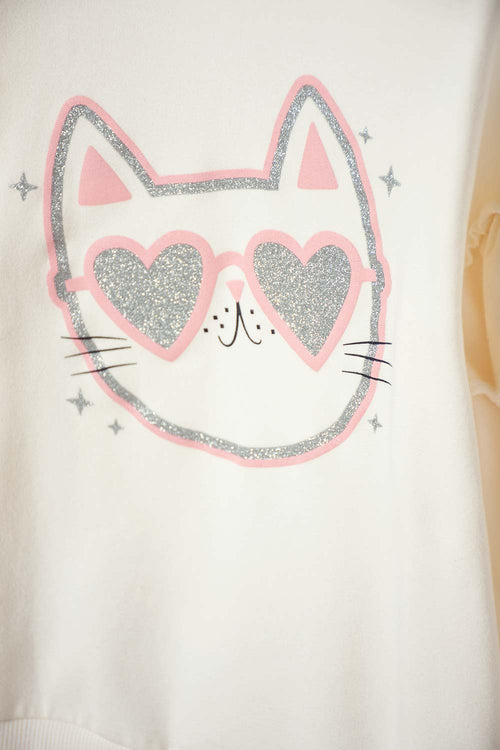 BUZO DE MIC CON BOLEROS CREMA PARA NIÑA