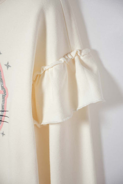 BUZO DE MIC CON BOLEROS CREMA PARA NIÑA