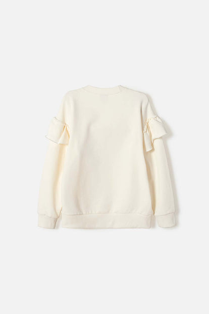 BUZO DE MIC CON BOLEROS CREMA PARA NIÑA