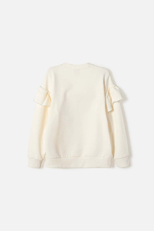 BUZO DE MIC CON BOLEROS CREMA PARA NIÑA