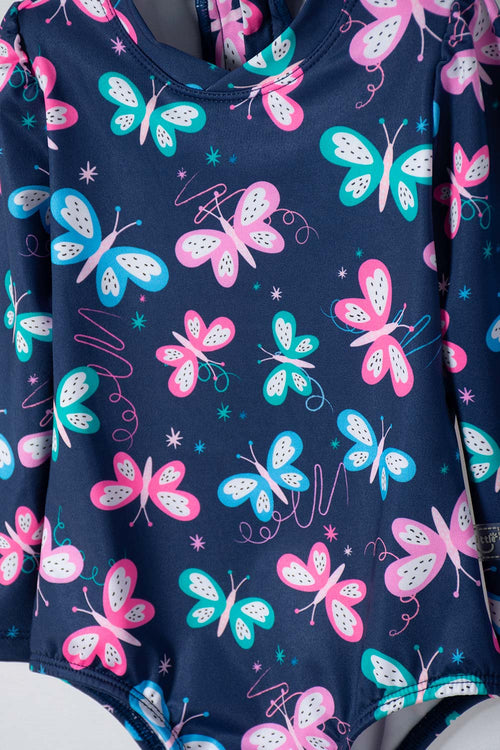 VESTIDO DE BAÑO DE LITTLEMIC CON GORRO MULTICOLOR PARA BEBÉ NIÑA