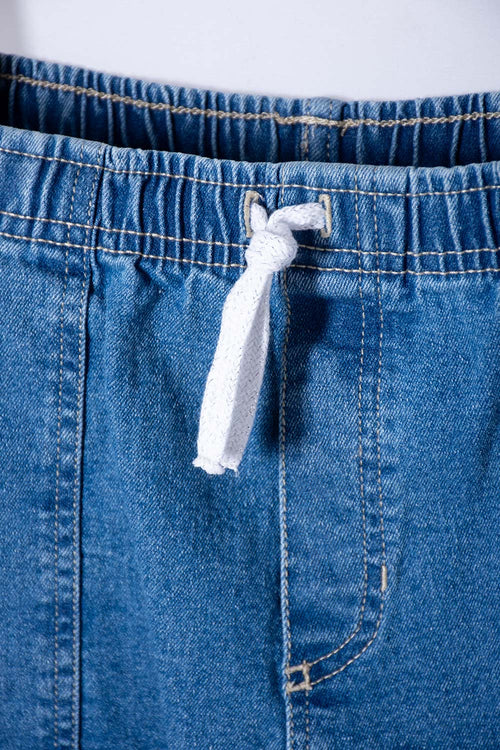 SHORT DE MIC CON CORDÓN AZUL PARA NIÑA