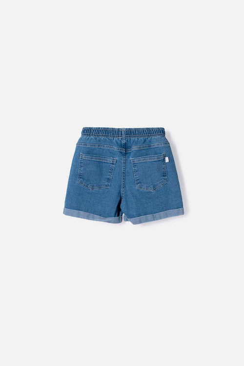 SHORT DE MIC CON CORDÓN AZUL PARA NIÑA