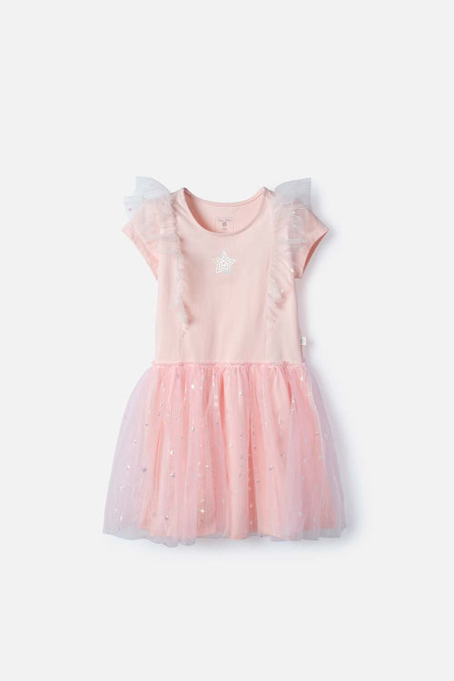 VESTIDO DE MIC CON TULL ROSADO PARA NIÑA