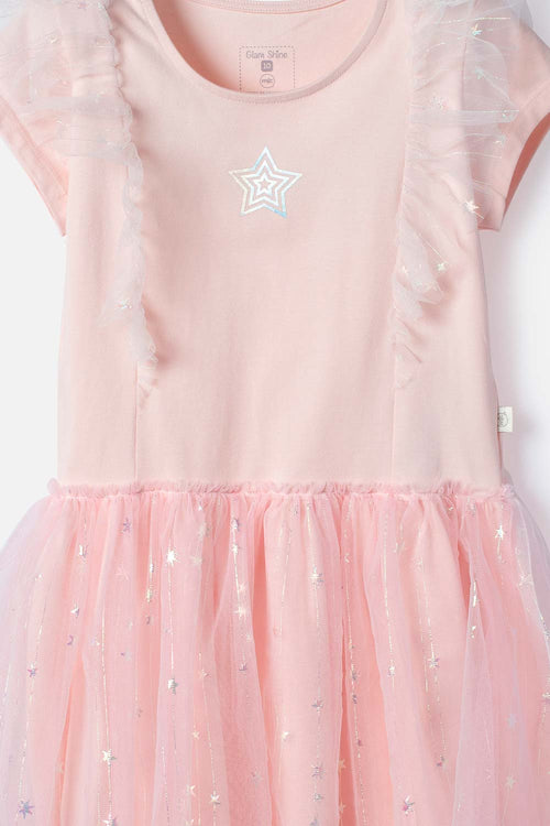 VESTIDO DE MIC CON TULL ROSADO PARA NIÑA