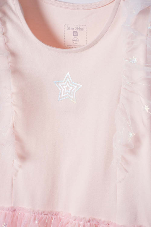 VESTIDO DE MIC CON TULL ROSADO PARA NIÑA
