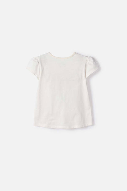 CAMISETA LITTLEMIC MANGA CORTA MARFIL PARA NIÑA
