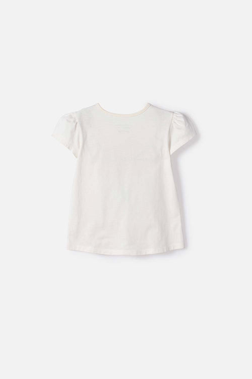 CAMISETA LITTLEMIC MANGA CORTA MARFIL PARA NIÑA