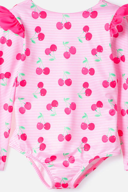 VESTIDO DE BAÑO LITTLEMIC MANGA LARGA ROSADO PARA NIÑA 2T A 6T
