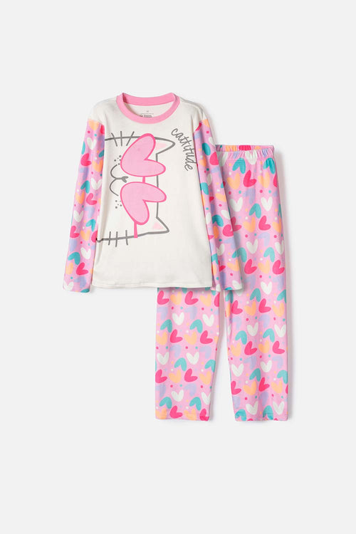 PIJAMA DE MIC CON PANTALÓN LARGO MULTICOLOR PARA NIÑA