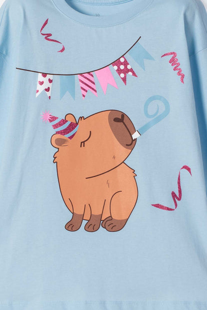 CAMISETA DE MIC MANGA LARGA AZUL PARA NIÑA