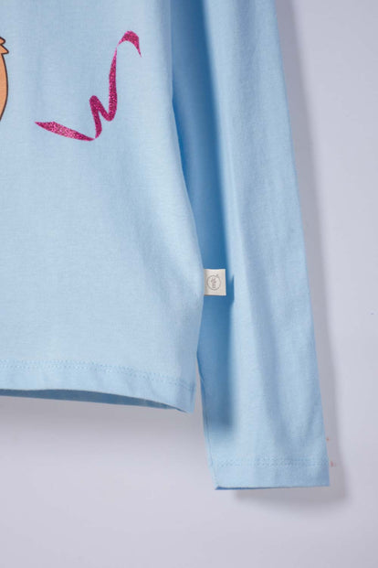 CAMISETA DE MIC MANGA LARGA AZUL PARA NIÑA