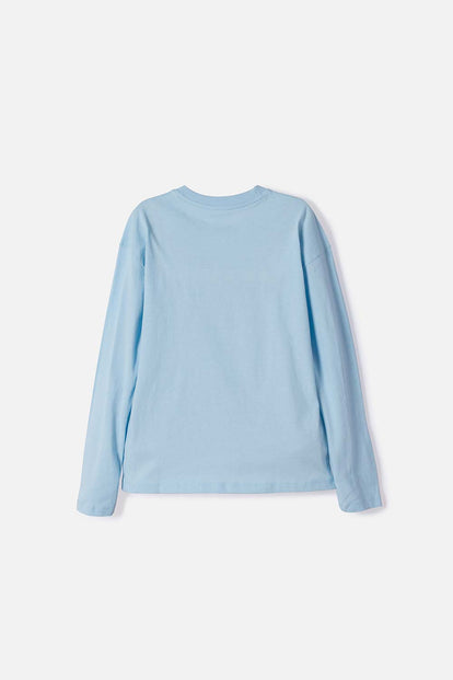 CAMISETA DE MIC MANGA LARGA AZUL PARA NIÑA