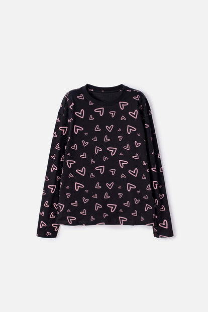 CAMISETA DE MIC MANGA LARGA NEGRO PARA NIÑA
