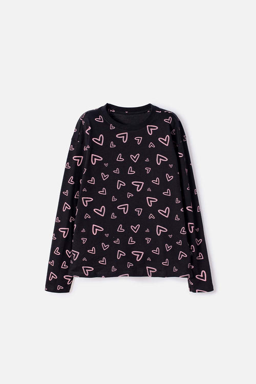 CAMISETA DE MIC MANGA LARGA NEGRO PARA NIÑA