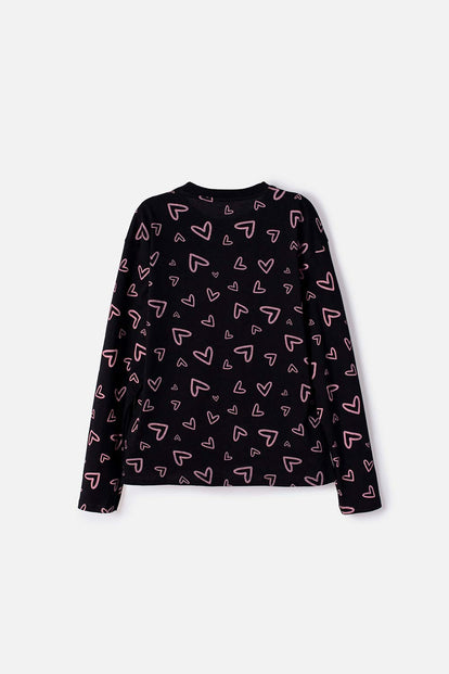 CAMISETA DE MIC MANGA LARGA NEGRO PARA NIÑA