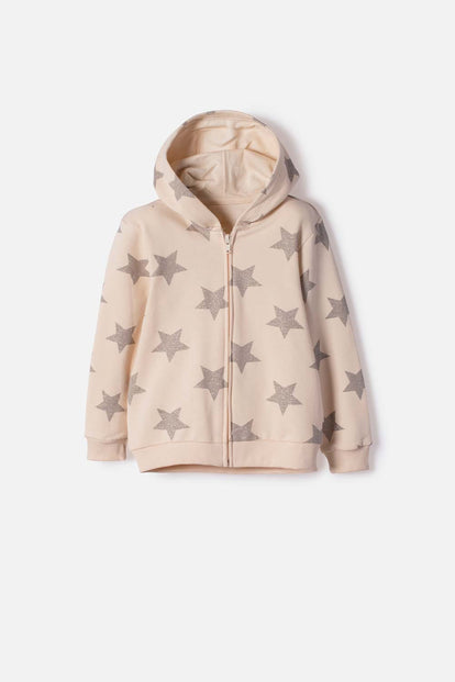 BUZO DE LITTLEMIC CON CAPUCHA ALMENDRA PARA NIÑA 2T A 6T