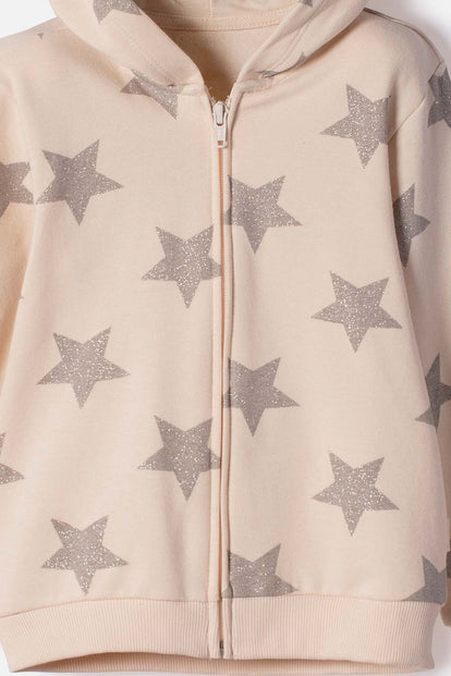 BUZO DE LITTLEMIC CON CAPUCHA ALMENDRA PARA NIÑA 2T A 6T