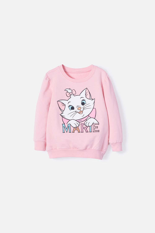 BUZO DE LA GATA MARIE CERRADO ROSADO PARA NIÑA 2T A 5T