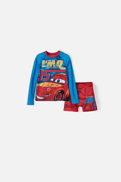 CONJUNTO DE BAÑO CARS MANGA LARGA MULTICOLOR PARA NIÑO 2T A 5T