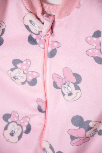 SET PRIMER DÍA DE MINNIE MOUSE MARFIL Y ROSADO ESTAMPADO PARA BEBÉ NIÑA