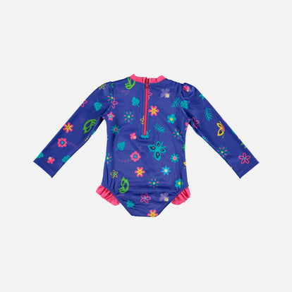 VESTIDO DE BAÑO ENCANTO MANGA LARGA MORADO PARA NIÑA 2T A 5T