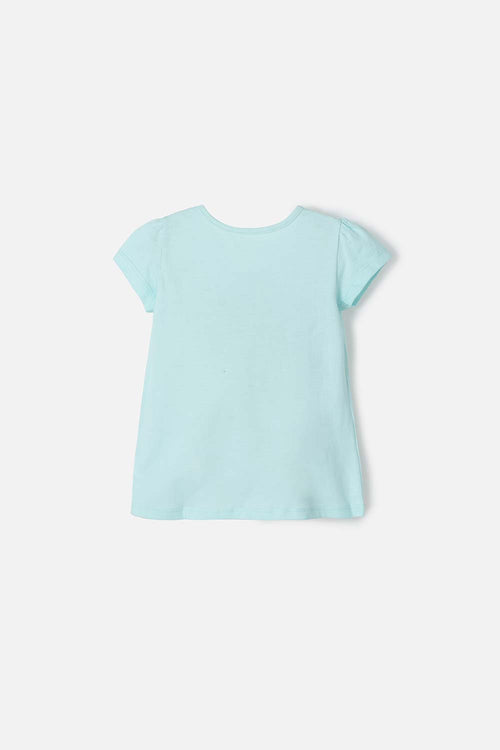 CAMISETA DE ENCANTO MANGA CORTA VERDE AGUA PARA NIÑA 2T A 5T
