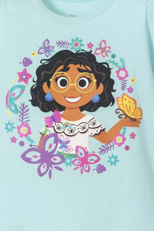 CAMISETA DE ENCANTO MANGA CORTA VERDE AGUA PARA NIÑA 2T A 5T
