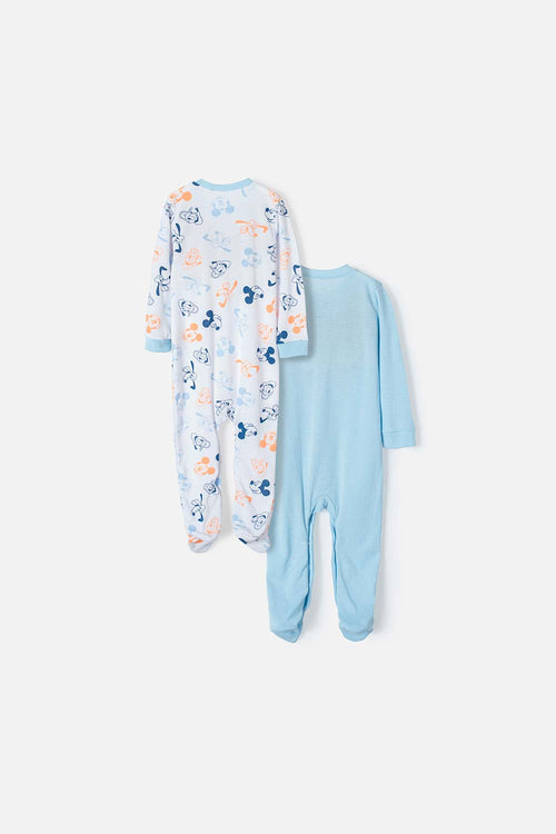 Card slide image -  PIJAMA DE MICKEY MOUSE TIPO MAMELUCO AZUL Y BLANCA PARA BEBÉ NIÑO