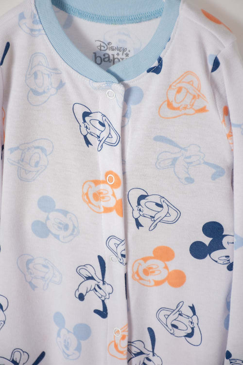 Card slide image -  PIJAMA DE MICKEY MOUSE TIPO MAMELUCO AZUL Y BLANCA PARA BEBÉ NIÑO