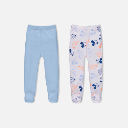  PANTALÓN DE MICKEY MOUSE CON PIES CUBIERTOS AZUL Y BLANCO PARA BEBÉ NIÑO