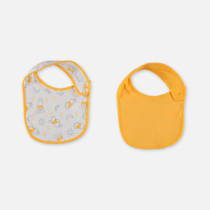 DÚO BABEROS DE WINNIE THE POOH CON BROCHE AJUSTABLE AMARILLO PARA BEBÉ NIÑA