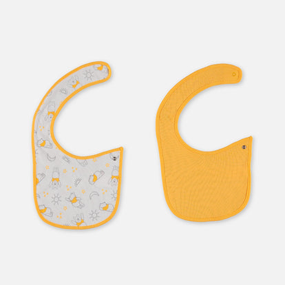 DÚO BABEROS DE WINNIE THE POOH CON BROCHE AJUSTABLE AMARILLO PARA BEBÉ NIÑA