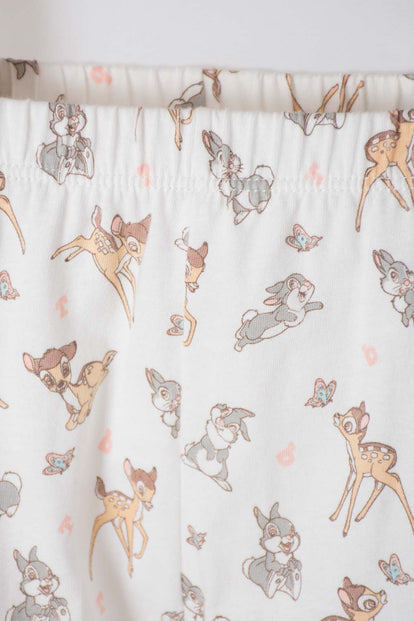 PIJAMA DE BAMBI CON PANTALÓN LARGO MANDARINA Y MARFIL PARA BEBÉ NIÑA