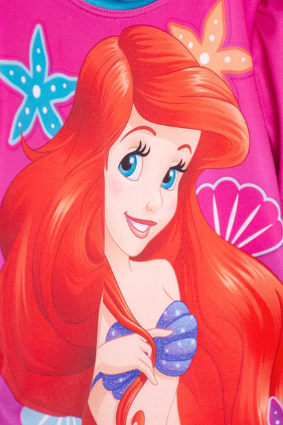 VESTIDO DE BAÑO DE LA SIRENITA  CON MANGA LARGA MULTICOLOR PARA NIÑA 2T A 5T