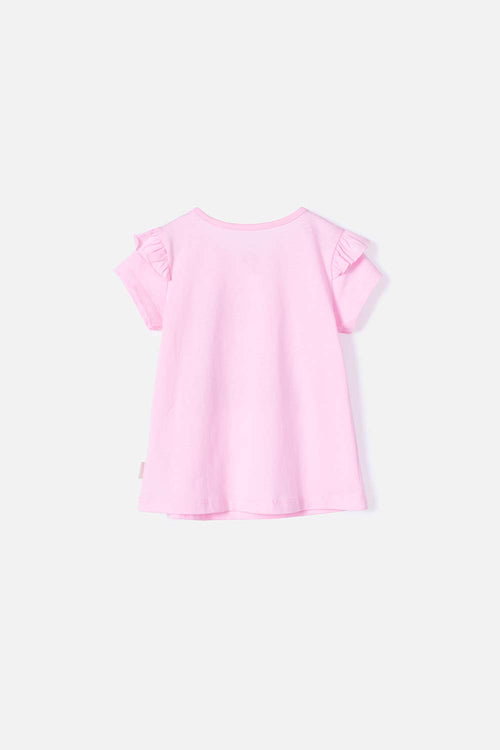 CAMISETA DE HELLO KITTY MANGA CORTA ROSADA PARA NIÑA 2T A 5T