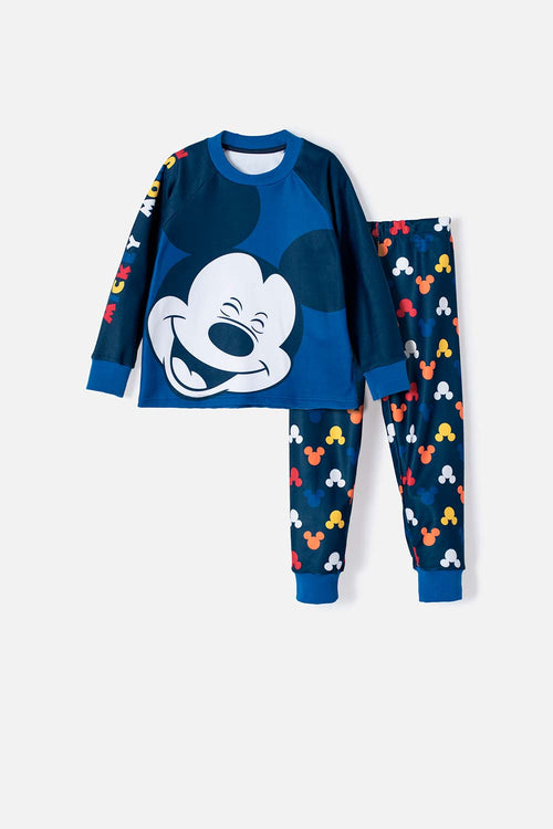 PIJAMA DE MICKEY MOUSE DE PANTALÓN LARGO AZUL PARA NIÑO 2T A 5T
