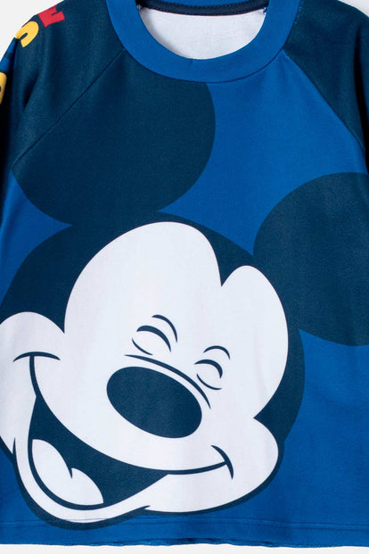 PIJAMA DE MICKEY MOUSE DE PANTALÓN LARGO AZUL PARA NIÑO 2T A 5T
