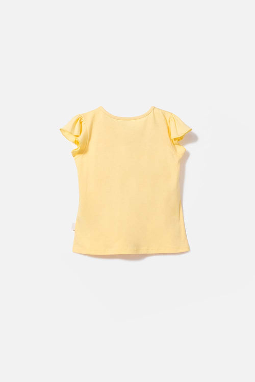 CAMISETA DE PIOLÍN MANGA CORTA AMARILLA PARA NIÑA 2T A 5T