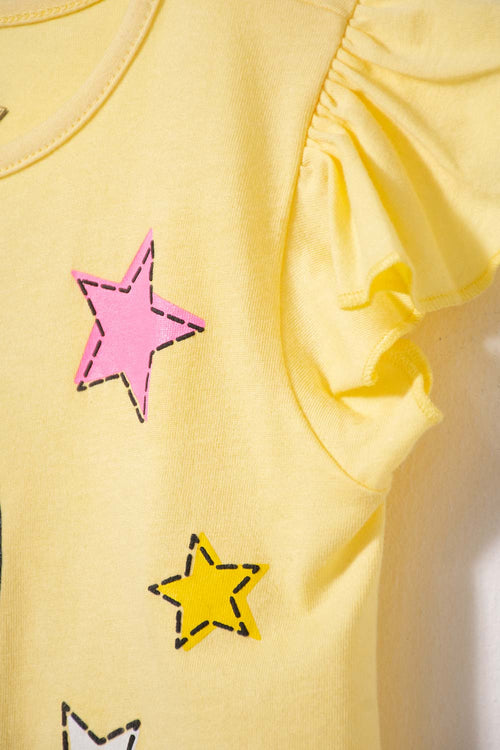 CAMISETA DE PIOLÍN MANGA CORTA AMARILLA PARA NIÑA 2T A 5T